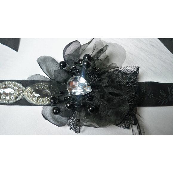 Little Black Dress Belt Rhinestone Flower Wedding Party Formal Prom belt sash - Picture 3 of 5